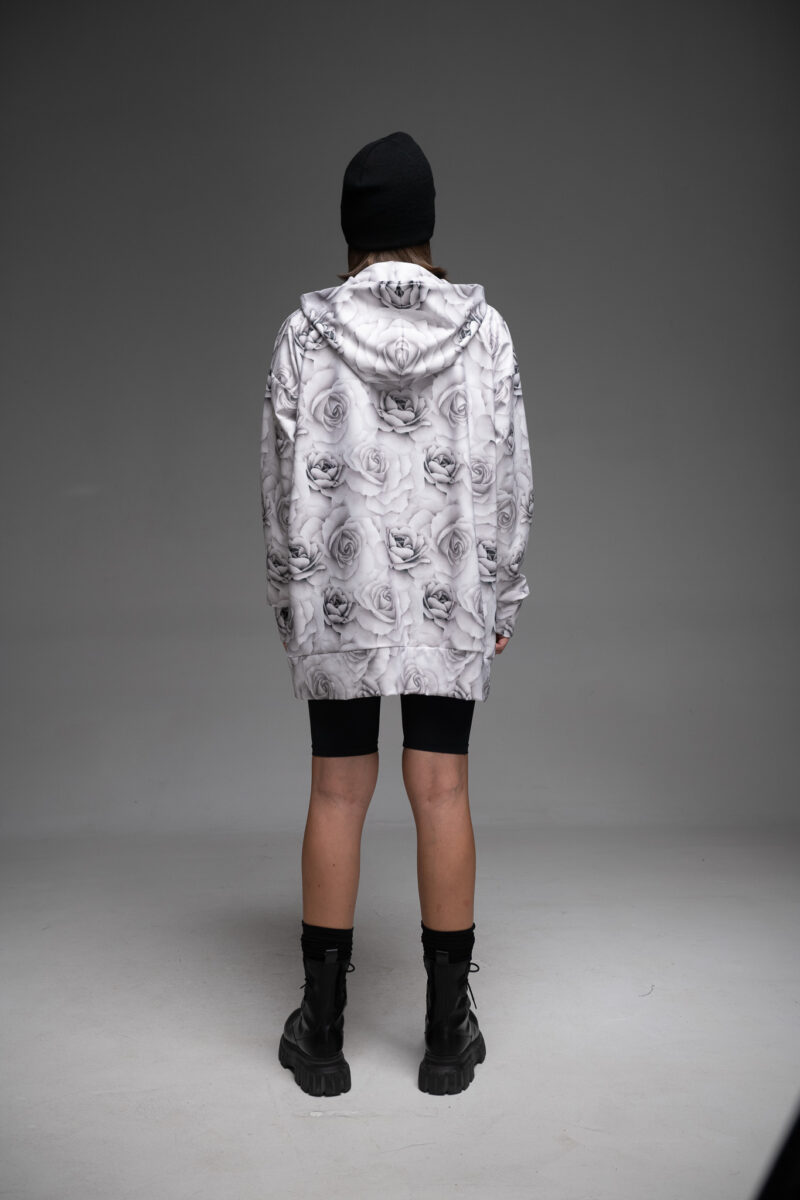 Grey hoodie with roses Clearance