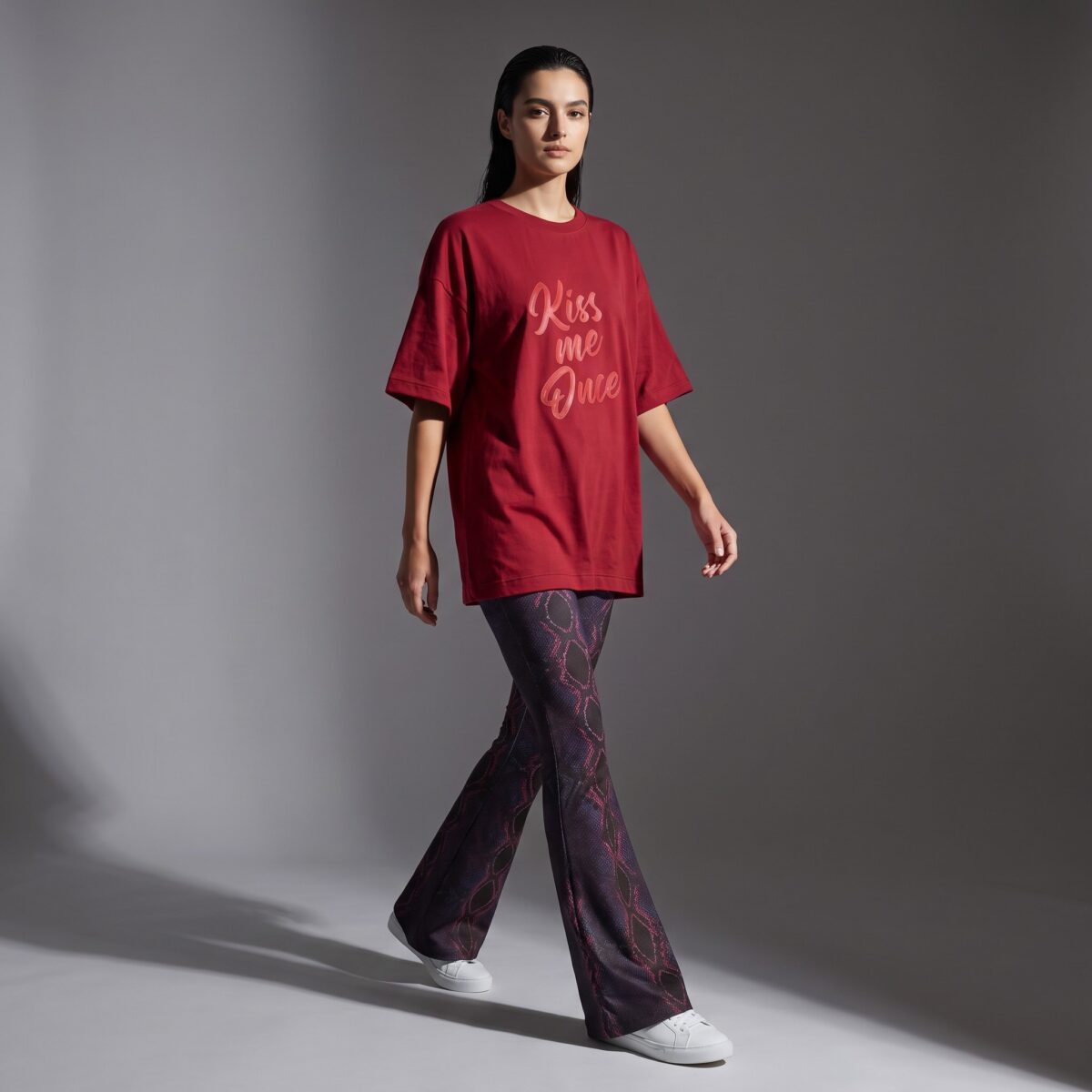 Kiss Me Once Graphic T-Shirt Burgundy