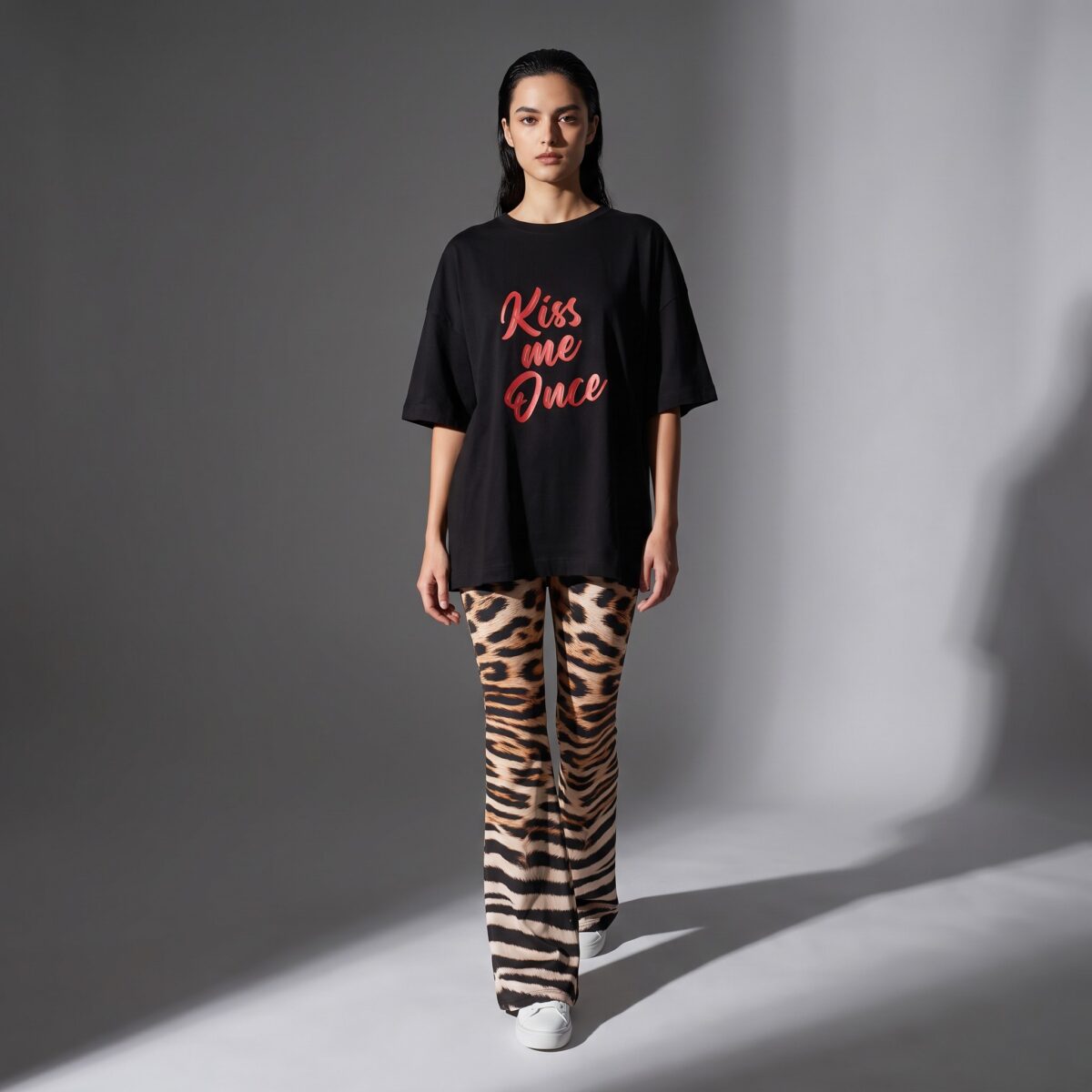 Kiss Me Once Graphic T-Shirt Black