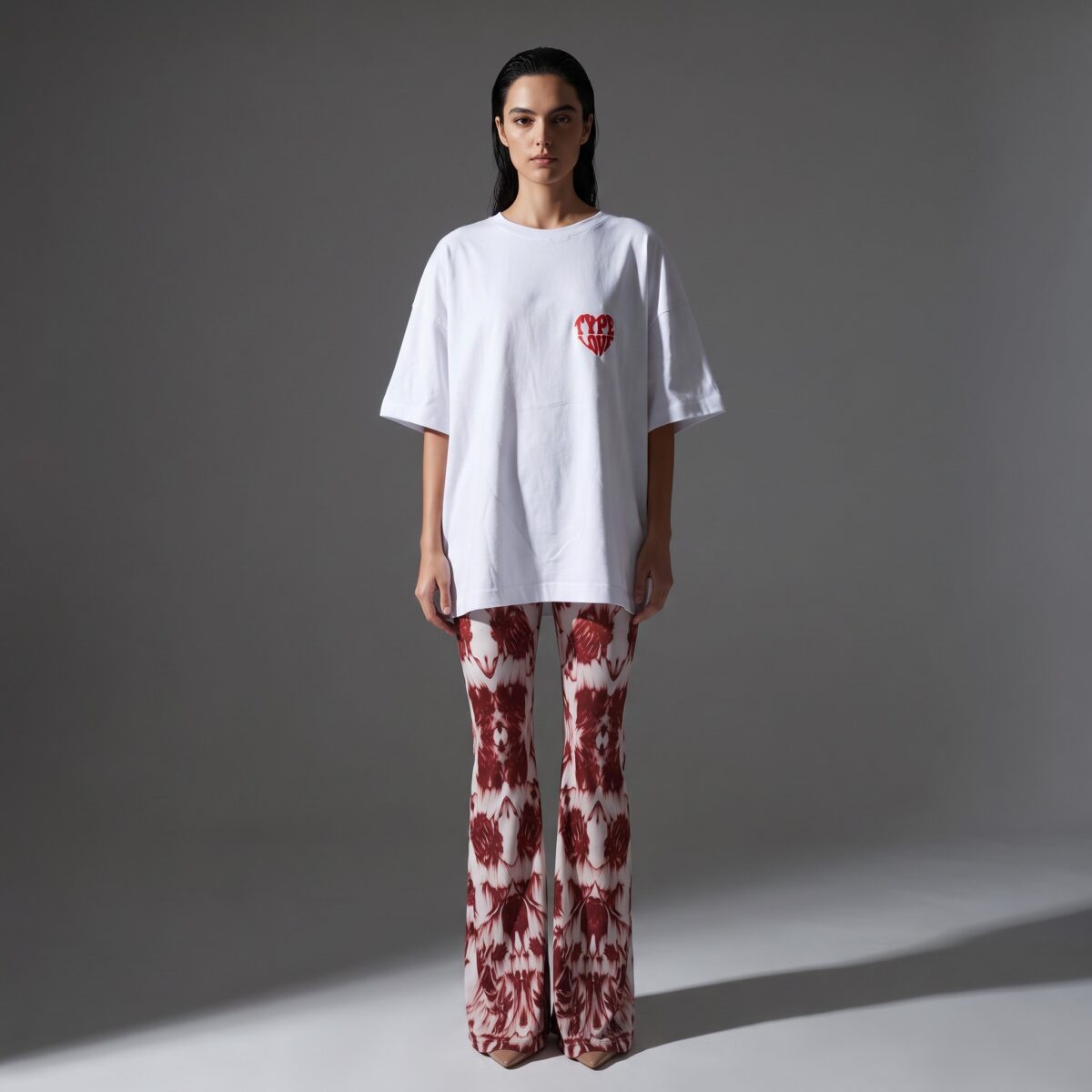 Type Love Heart Logo Puff T-Shirt White